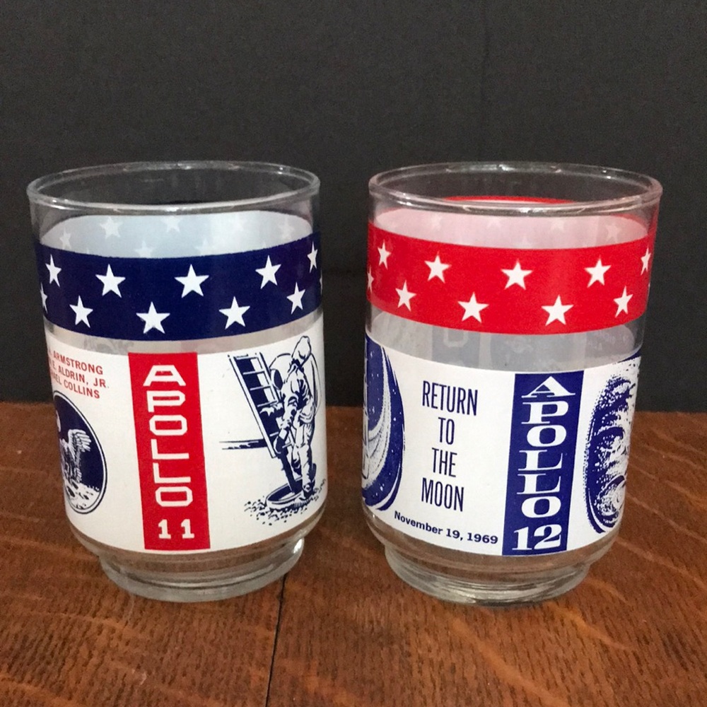 Apollo 11 and Apollo 12 Commemorative glasses 1969